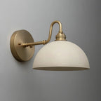 Lampa Ścienna Vintage z Mosiężnym Ramieniem i Kloszem w Kształcie Misy