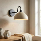 Lampa Ścienna Vintage z Mosiężnym Ramieniem i Kloszem w Kształcie Misy