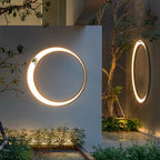 Lampa Ścienna Zewnętrzna Minimalistyczna z Okrągłym Pierścieniem do Ogrodu