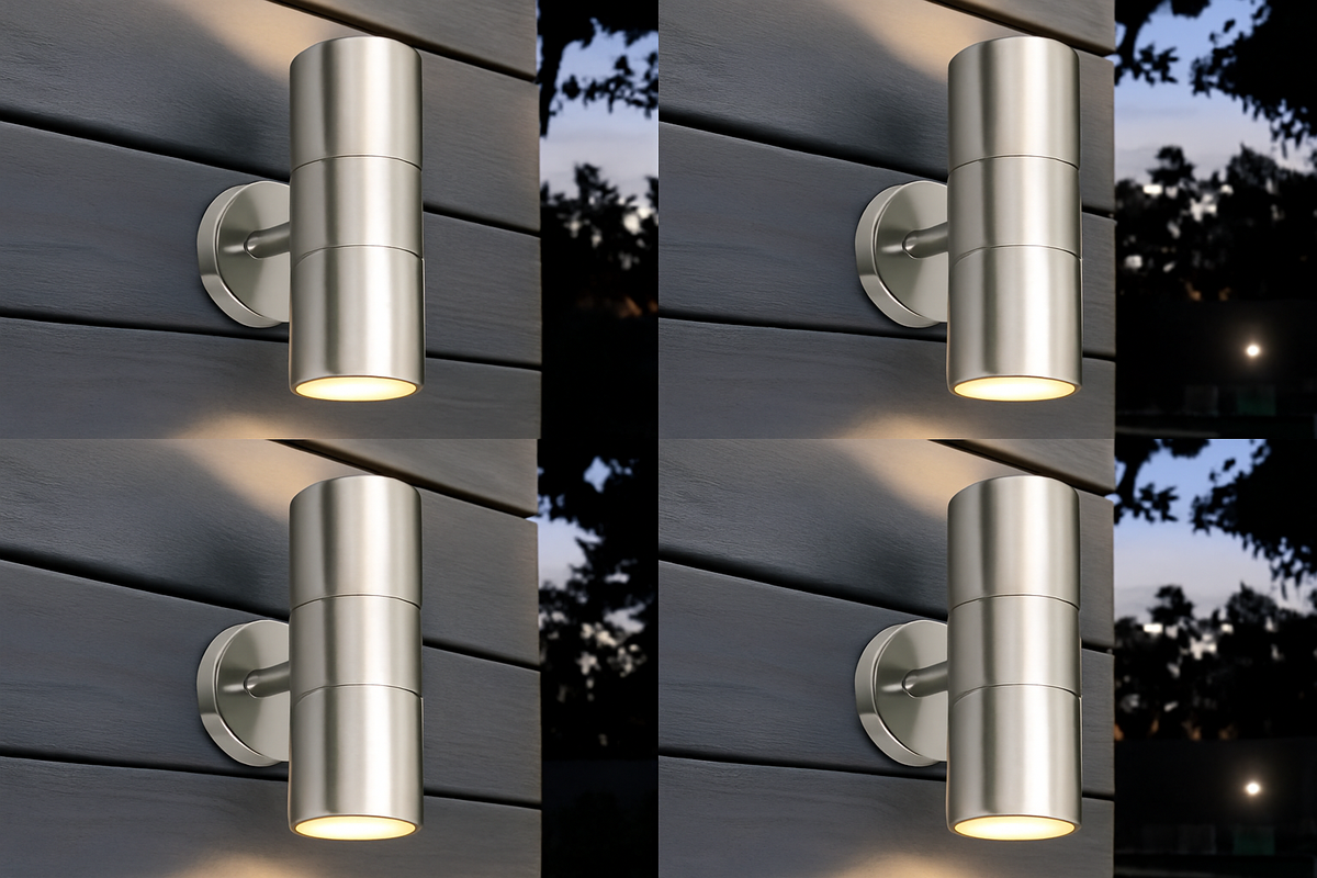 Lampa Ścienna Zewnętrzna Nowoczesna z Podwójnym Strumieniem Światła i Gniazdem GU10