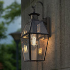 Lampa Ścienna Zewnętrzna Vintage z Czujnikiem Ruchu i Kloszem Szklanym