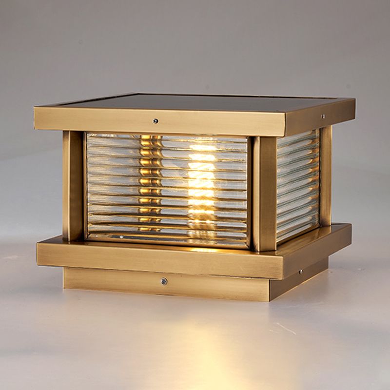 Lampa Słupkowa Ogrodowa Retro z Ryflowanym Szkłem na Słupek Ogrodzeniowy