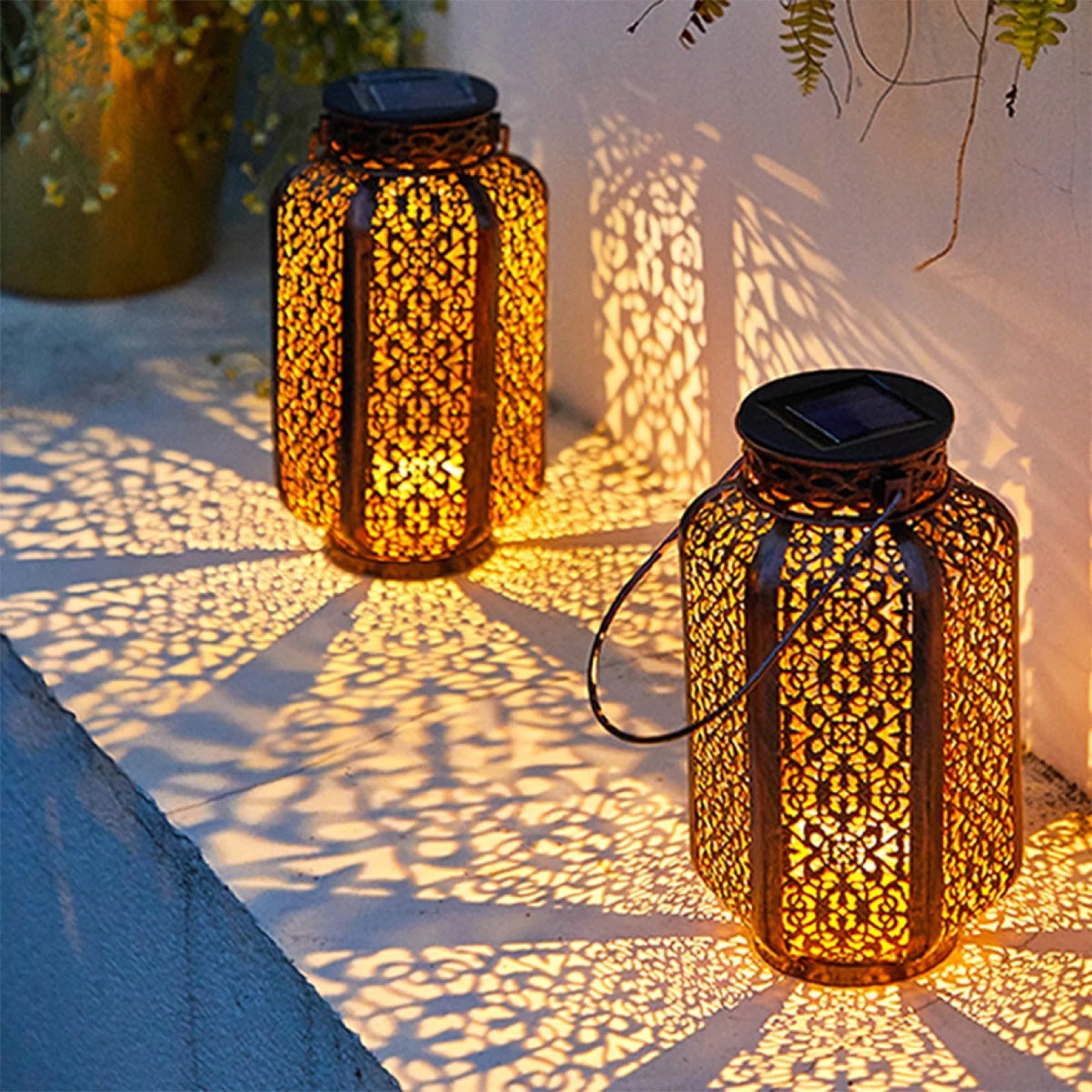 Lampa Solarna Ogrodowa Orientalna z Ażurowym Wzorem do Powieszenia i Postawienia