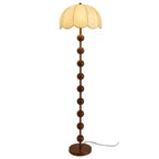 Lampa Stojąca i Stołowa Retro z Kloszem w Kształcie Kwiatu i Drewnianą Podstawą