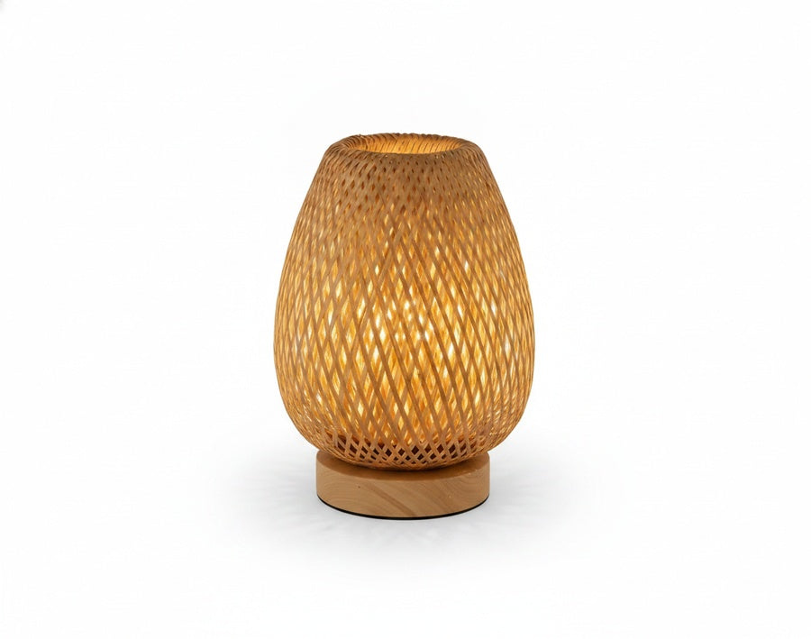 Lampa Stołowa Boho z Bambusowym Kloszem i Regulacją Jasności