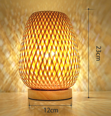 Lampa Stołowa Boho z Bambusowym Kloszem i Regulacją Jasności
