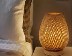 Lampa Stołowa Boho z Bambusowym Kloszem i Regulacją Jasności