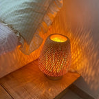 Lampa Stołowa Boho z Bambusowym Kloszem i Regulacją Jasności
