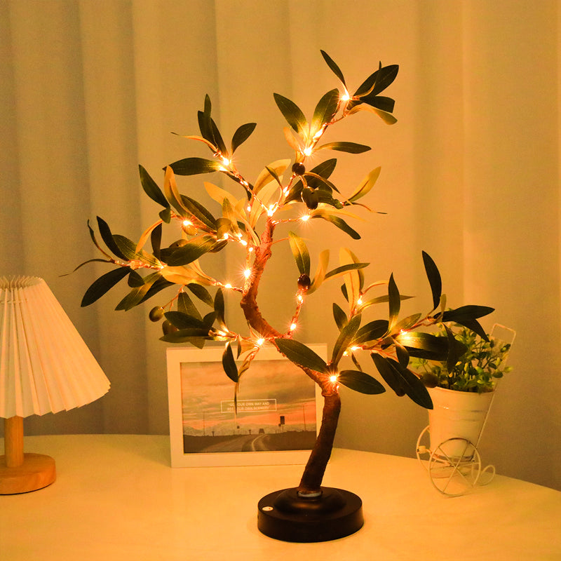 Lampa Stołowa Dekoracyjna w Kształcie Drzewa Oliwnego z Lampkami LED