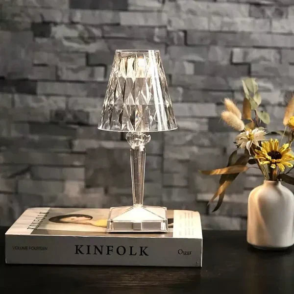 Lampa Stołowa Glamour z Kryształowym Kloszem i Dotykowym Sterowaniem