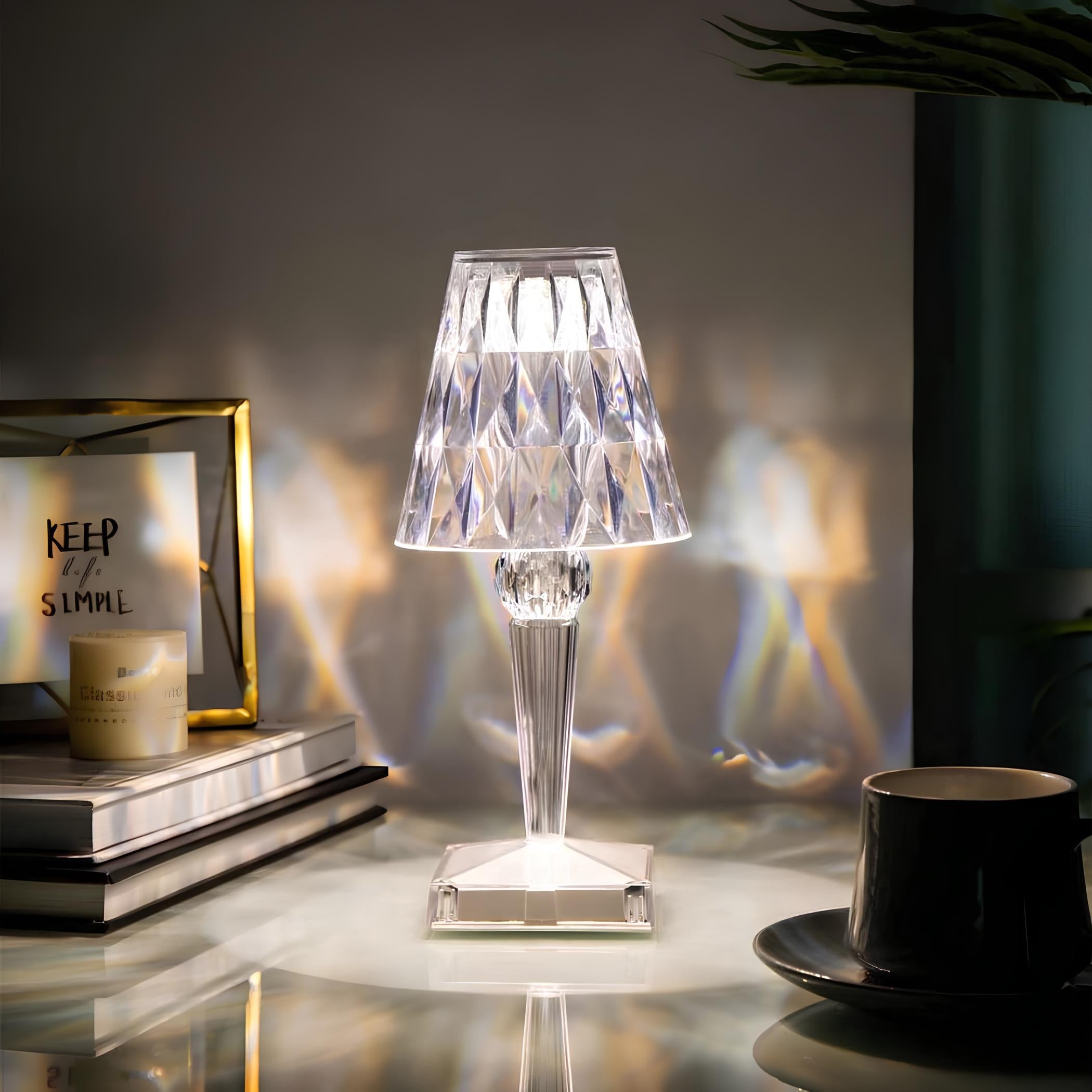 Lampa Stołowa Glamour z Kryształowym Kloszem i Dotykowym Sterowaniem