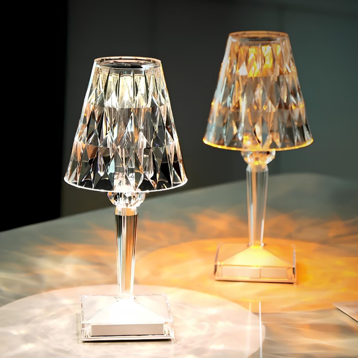 Lampa Stołowa Glamour z Kryształowym Kloszem i Dotykowym Sterowaniem