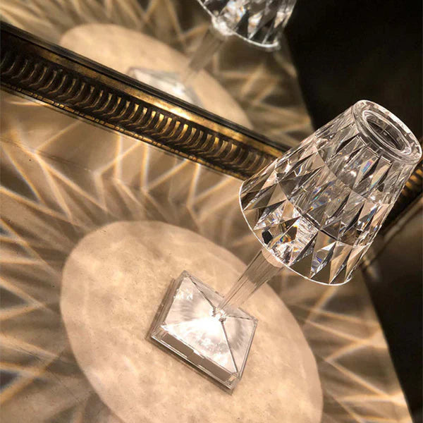 Lampa Stołowa Glamour z Kryształowym Kloszem i Dotykowym Sterowaniem