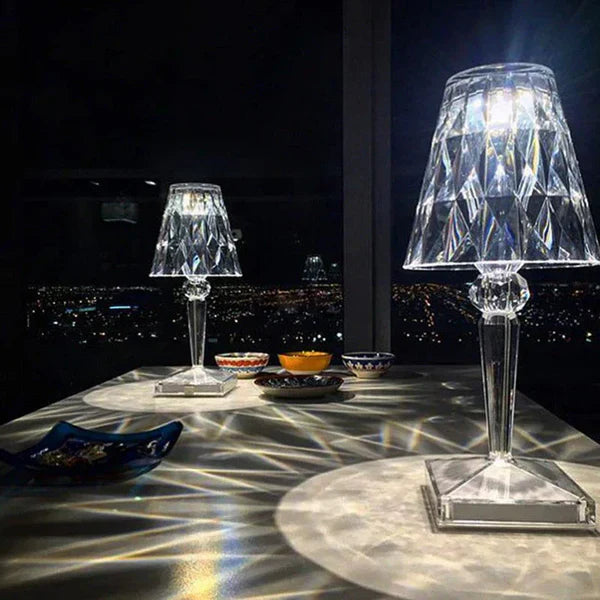 Lampa Stołowa Glamour z Kryształowym Kloszem i Dotykowym Sterowaniem