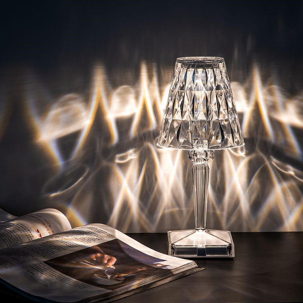 Lampa Stołowa Glamour z Kryształowym Kloszem i Dotykowym Sterowaniem