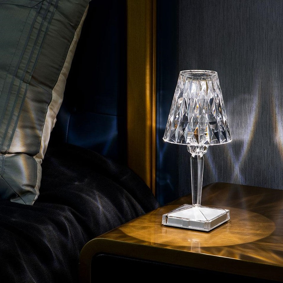 Lampa Stołowa Glamour z Kryształowym Kloszem i Dotykowym Sterowaniem