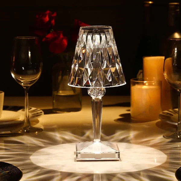 Lampa Stołowa Glamour z Kryształowym Kloszem i Dotykowym Sterowaniem