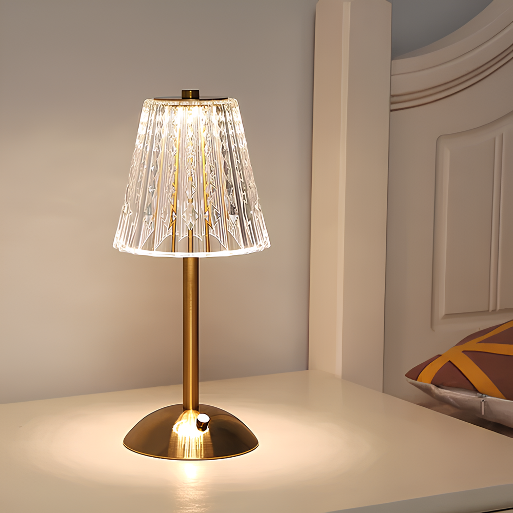 Lampa Stołowa Glamour z Kryształowym Kloszem i Ściemniaczem Dotykowym