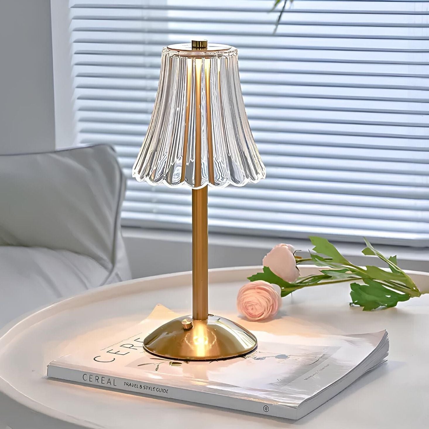 Lampa Stołowa Glamour z Kryształowym Kloszem i Ściemniaczem Dotykowym