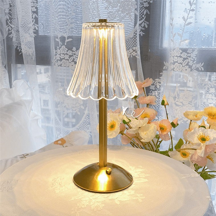 Lampa Stołowa Glamour z Kryształowym Kloszem i Ściemniaczem Dotykowym