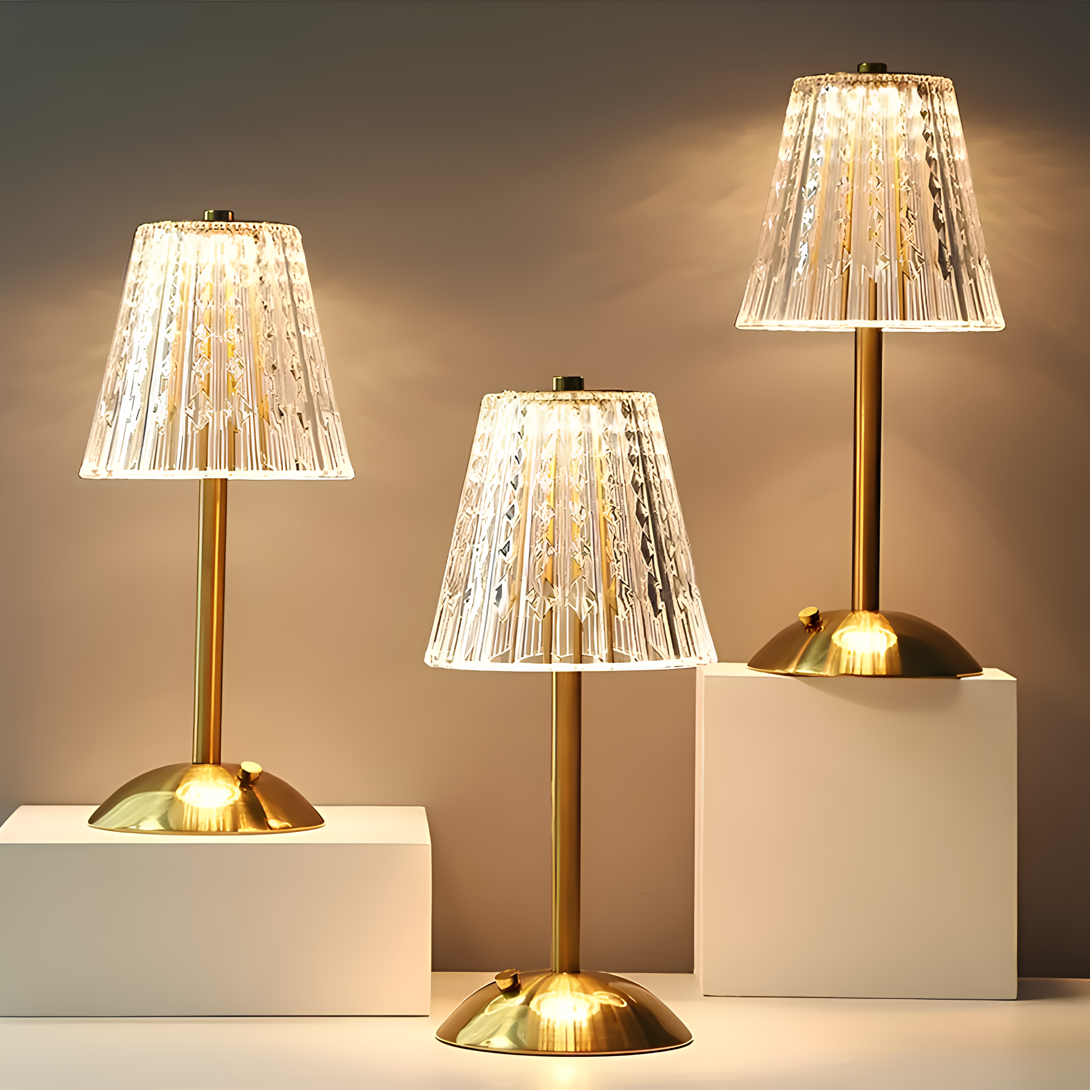 Lampa Stołowa Glamour z Kryształowym Kloszem i Ściemniaczem Dotykowym
