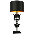 Lampa Stołowa Gotycka ze Szkieletem i Czarnym Abażurem