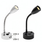 Lampa Stołowa Nowoczesna z Elastyczną Szyjką i Portami USB do Ładowania