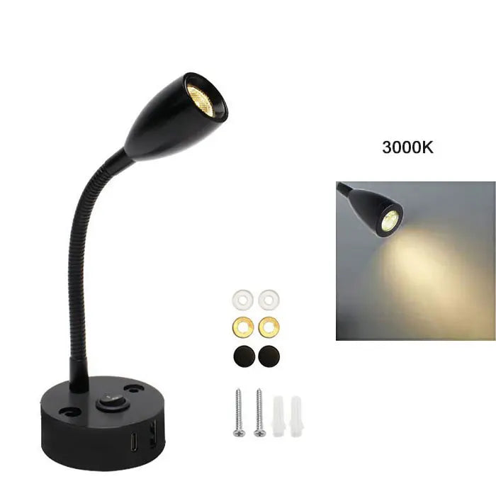 Lampa Stołowa Nowoczesna z Elastyczną Szyjką i Portami USB do Ładowania ##POS:8##