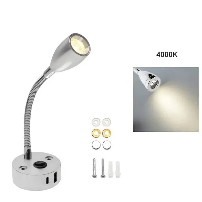 Lampa Stołowa Nowoczesna z Elastyczną Szyjką i Portami USB do Ładowania