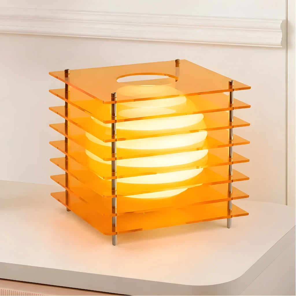 Lampa Stołowa Nowoczesna z Geometryczną Konstrukcją i Kulą Świetlną