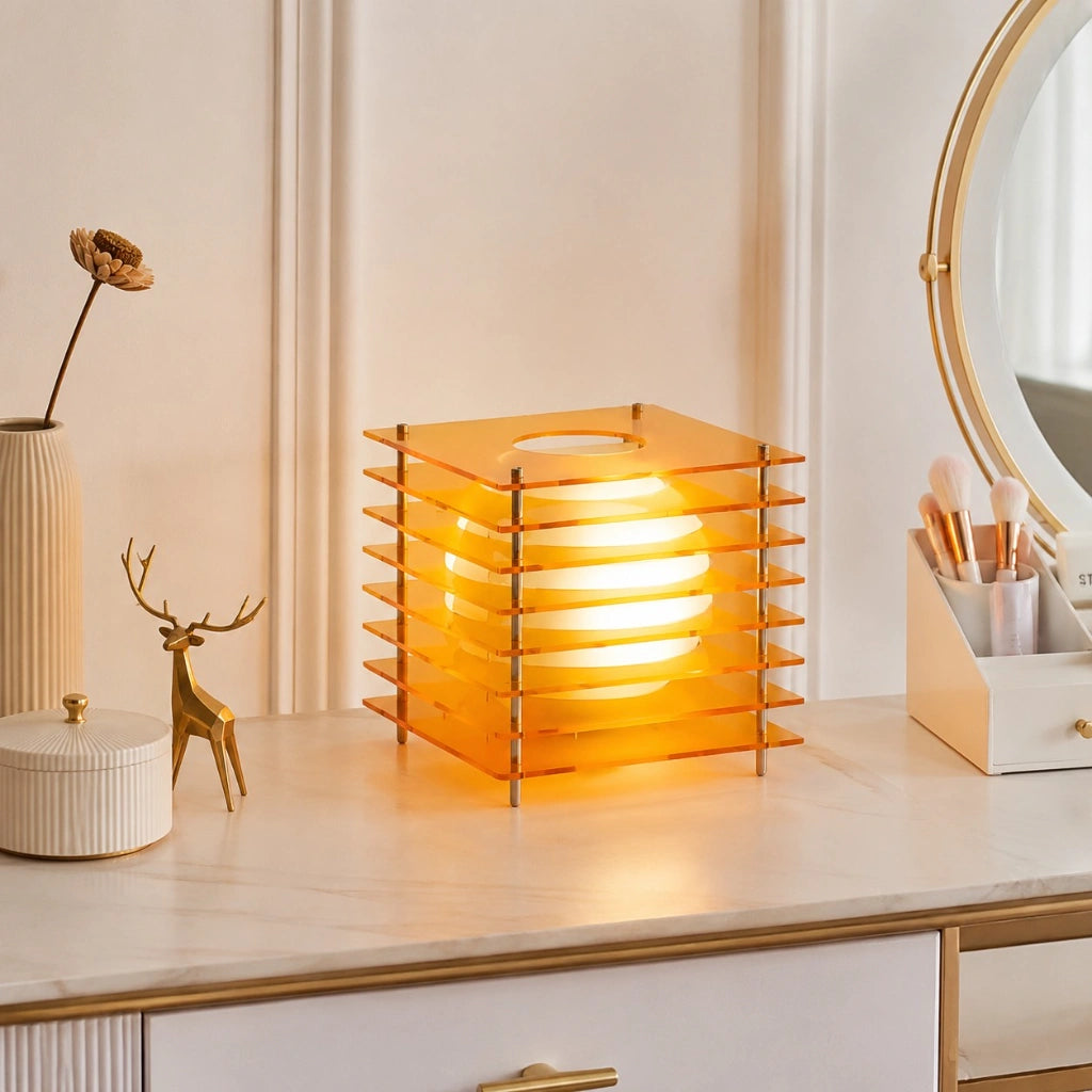 Lampa Stołowa Nowoczesna z Geometryczną Konstrukcją i Kulą Świetlną