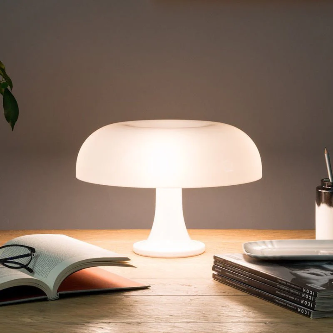 Lampa Stołowa Retro w Kształcie Grzyba z Kloszem
