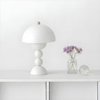 Lampa Stołowa Retro z Kloszem Kopułowym i Podstawą Kulową Regulacja Jasności