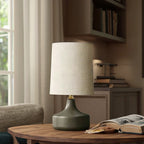 Nordycka Lampa Stołowa z Ceramiczną Podstawą i Abażurem