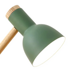 Lampa Stołowa Skandynawska z Regulowanym Ramieniem i Drewnianą Podstawą