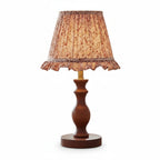 Lampa Stołowa Vintage z Plisowanym Kloszem w Kwiaty na Toczonej Podstawie