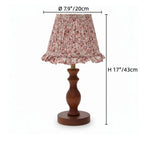 Lampa Stołowa Vintage z Plisowanym Kloszem w Kwiaty na Toczonej Podstawie