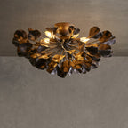 Lampa Sufitowa Art Deco z Ceramicznymi Płatkami na Żelaznej Ramie