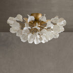 Lampa Sufitowa Art Deco z Ceramicznymi Płatkami na Żelaznej Ramie
