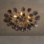 Lampa Sufitowa Art Deco z Ceramicznymi Płatkami na Żelaznej Ramie