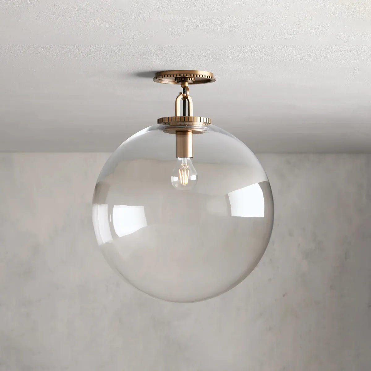Lampa Sufitowa Art Deco z Kloszem Kula w Stylu Retro