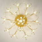 Lampa Sufitowa Art Deco z Kryształami i Kwiatowym Wzorem