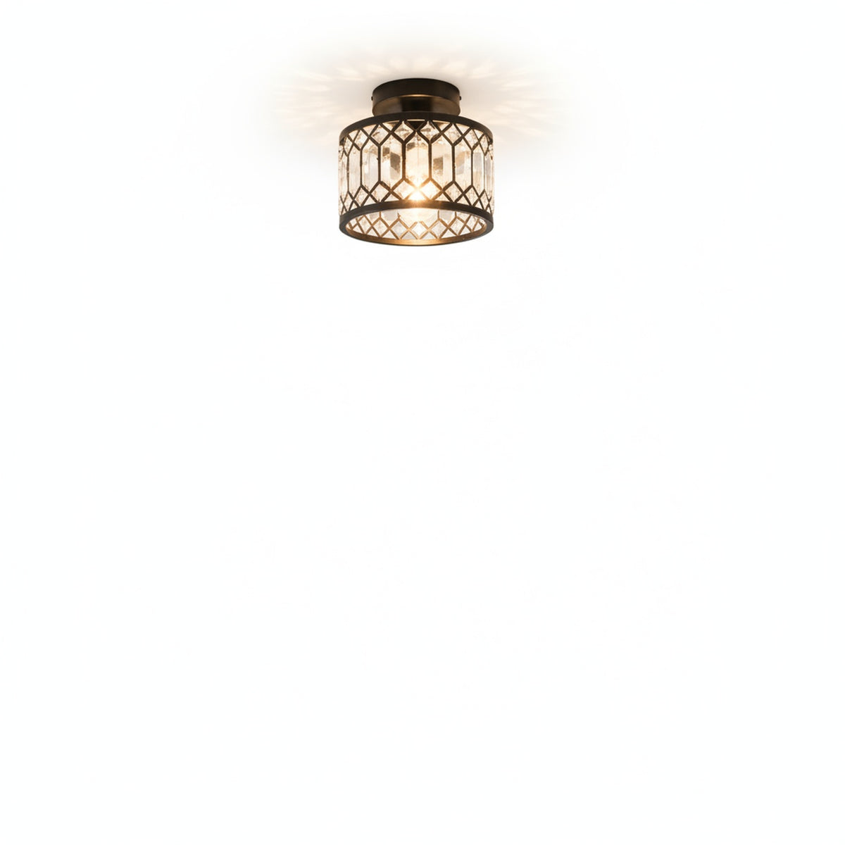 Lampa Sufitowa Art Deco z Kryształami i Metalową Ramą