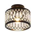 Lampa Sufitowa Art Deco z Kryształami i Metalową Ramą