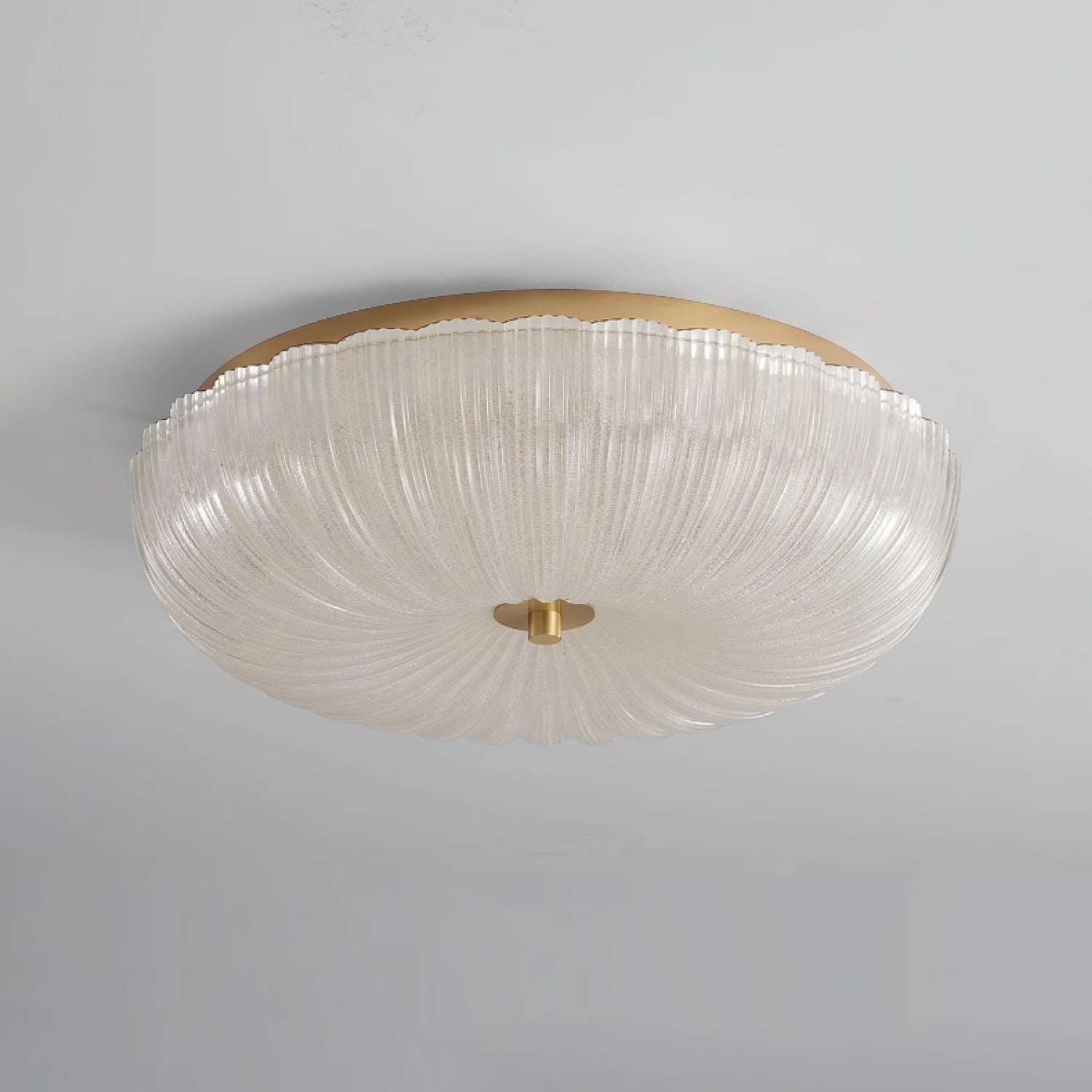 Lampa Sufitowa Art Deco z Ryflowanym Kloszem Szklanym