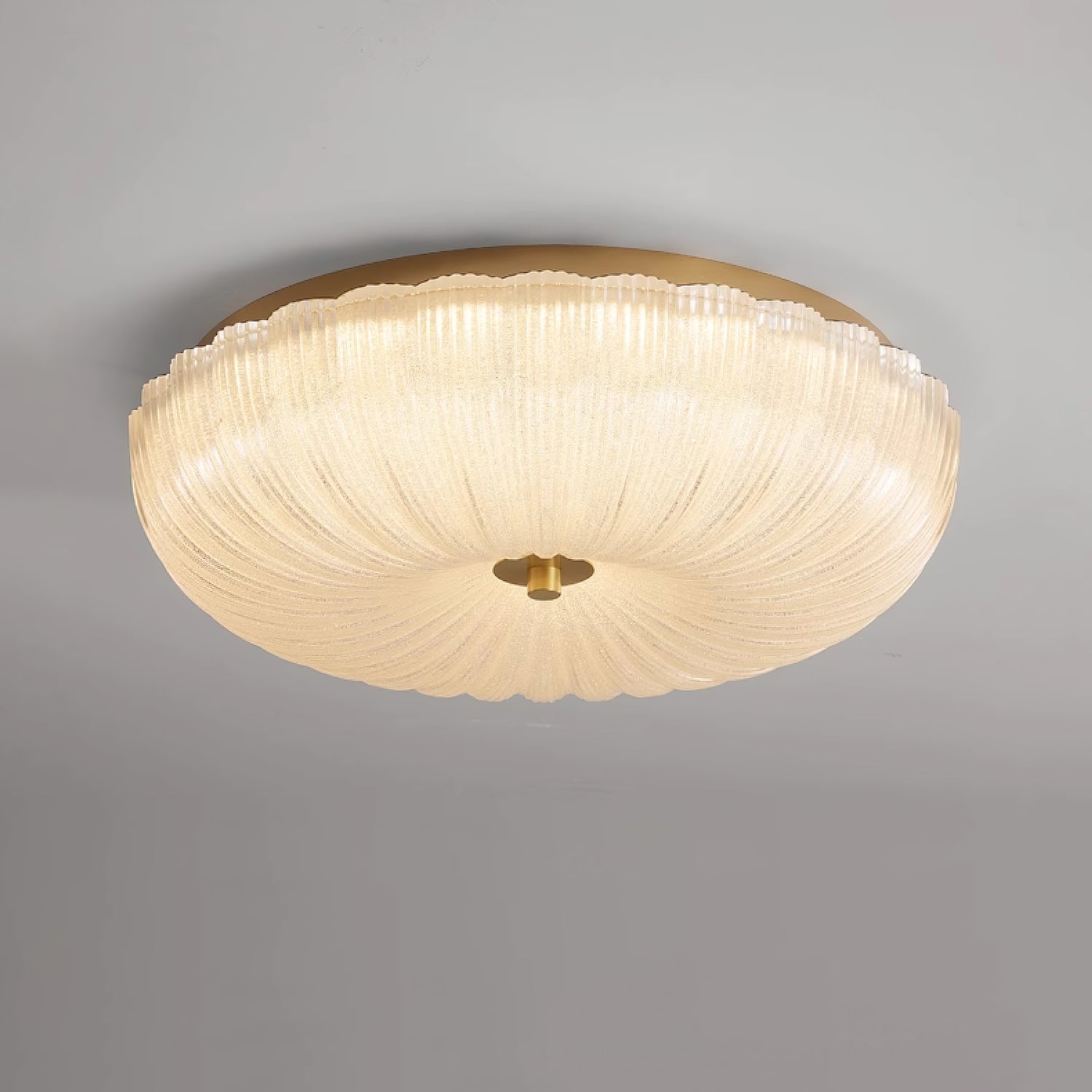 Lampa Sufitowa Art Deco z Ryflowanym Kloszem Szklanym