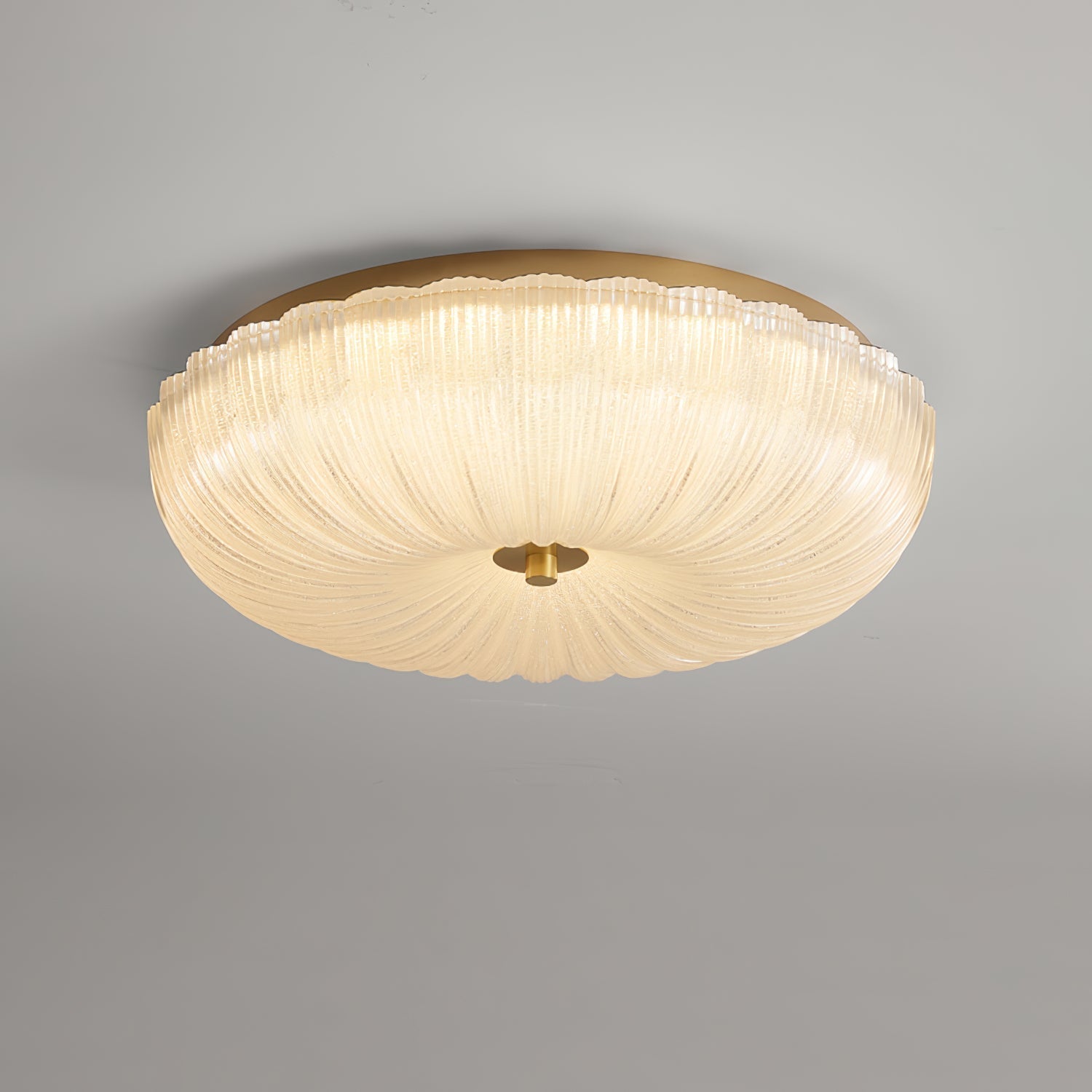 Lampa Sufitowa Art Deco z Ryflowanym Kloszem Szklanym