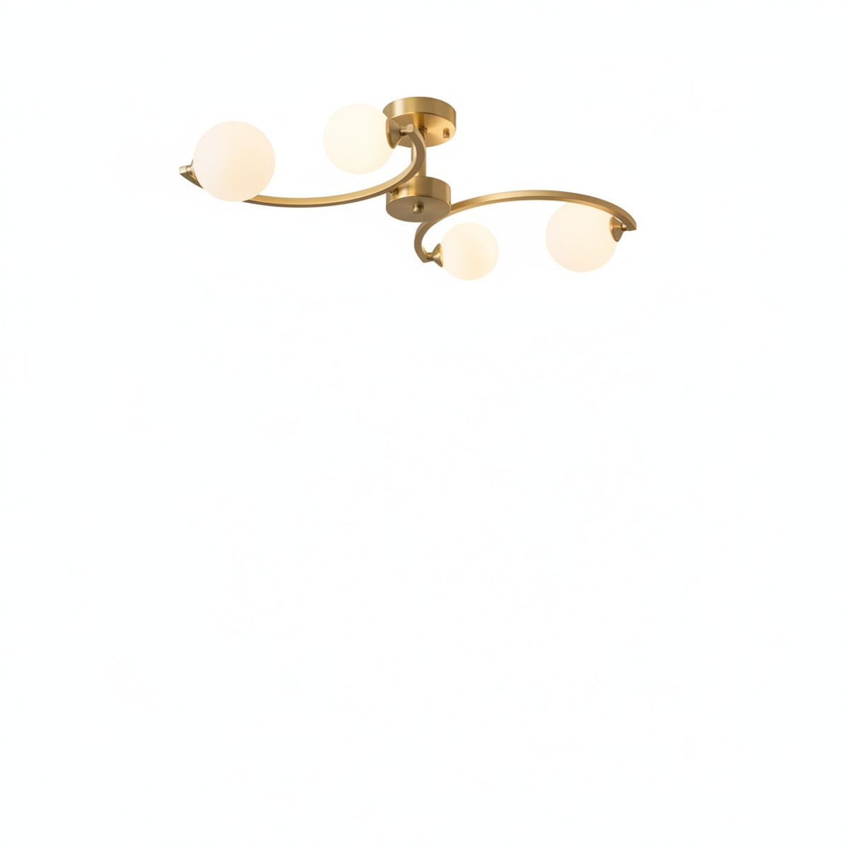 Lampa Sufitowa Art Deco z Zakrzywionymi Ramionami i Kulami Opal ##POS:1##