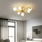 Lampa Sufitowa Art Deco z Zakrzywionymi Ramionami i Kulami Opal