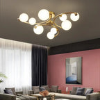 Lampa Sufitowa Art Deco z Zakrzywionymi Ramionami i Kulami Opal